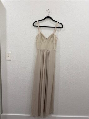 BCBGMaxAzria Beige Spaghetti Strap Maxi Dress